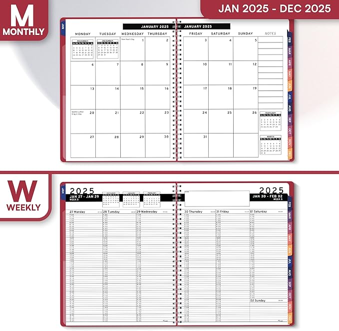 2025 Appointment Book & Planner- Ensight 8.5 x 11 inches, Large Tabbed Daily Hourly Weekly Planner, Calendar & Schedule Book 15-Minute time Slots, Business & Personal Planner Jan 2025- Dec 2025- Maroon