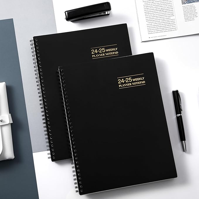 2024-2025 Planner - Weekly & Monthly Planner Notepad, 11.38'' x 8.74'', JUL 2024 - JUN 2025, Appointment Book, 60 Minutes Intervals, Monthly Tabs, Sturdy Cover, Spiral Bound, Back Pockets - Black