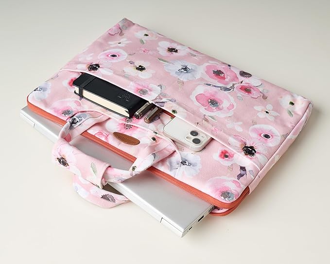 Maison d'Hermine Laptop Bag upto 15.6 inch Stain and water repellent Cotton canvas - Romantic Poppy