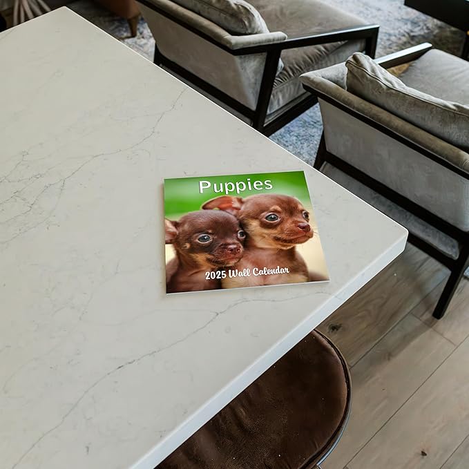 2025 Puppies Monthly Wall Calendar | 12" x 24" | Thick Sturdy Paper | Puppy Dog Calendar 2024-2025
