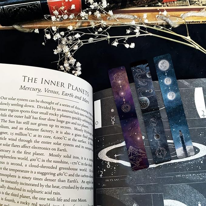 12 PCS Cool Magnetic Bookmarks, Space Starry Night Bookmarks for Book Lovers, Bulk Bookmarks for Women Men, Unique Book Mark for Reading, Students, Classroom Gifts, School Prize, Reading Present