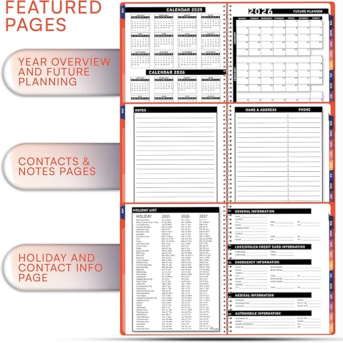 2025 Appointment Book & Planner- Ensight 6.5 x 8.5 inches, Large Tabbed Daily Hourly Weekly Planner, Calendar & Schedule Book 30-Minute time Slots, Business & Personal Planner Jan 2025- Dec 2025- Peach