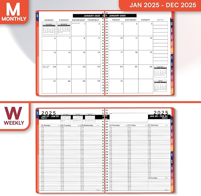 2025 Appointment Book & Planner- Ensight 8.5 x 11 inches, Large Tabbed Daily Hourly Weekly Planner, Calendar & Schedule Book 15-Minute time Slots, Business & Personal Planner Jan 2025- Dec 2025- Peach