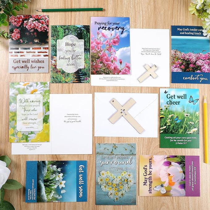 50 Pack Religious Get Well Cards with Scripture Assorted Bible Verse 4 x 6 Inch Affirmation Inspirational Christian Landscape Photography Wishing You Well Greeting Cards with Envelopes
