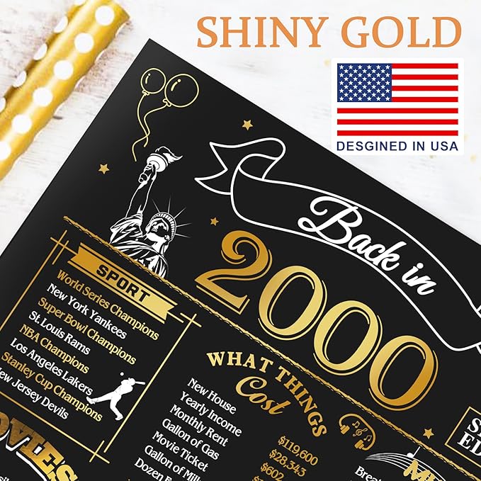 25th Birthday Card for Men Women, 3D Pop Up 25th Birthday Gifts Cards for Him Her, Back In 2000 Funny 25 Year Old Birthday Decorations