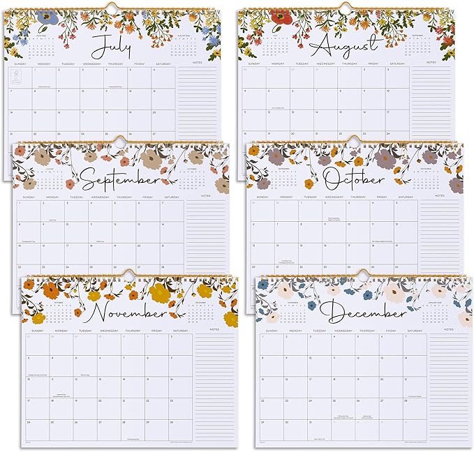 2025 Calendar, Cabbrix Wall Calendar 2025, Desk Calendar from January 2025 - June 2026, 15" x 12", Twin-Wire Binding, Hanging Hook, Floral Design (Flower)