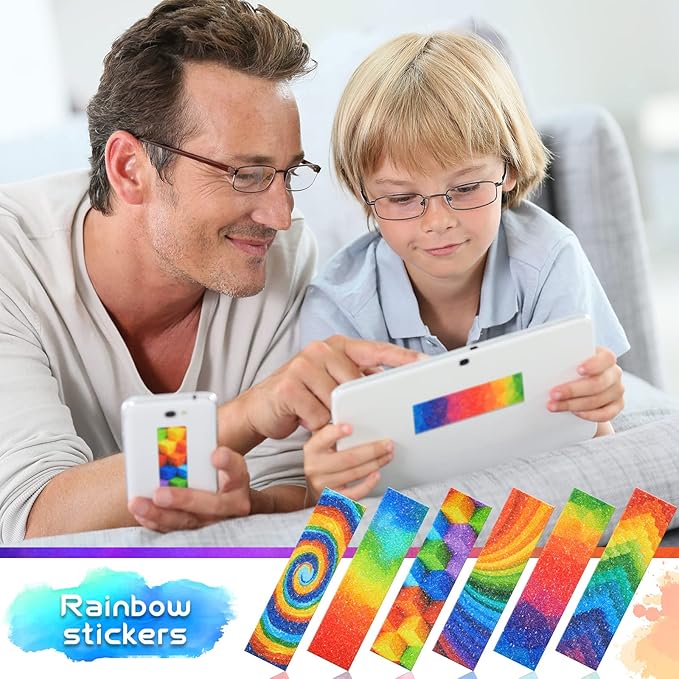 36 Pieces Anxiety Sensory Stickers Cute Fidget Textured Strips Toys Anti Stress Tactile Rough Sensory Calm Textured Strips Adhesives Anxiety Relief for Adults Teens Desk Classroom (Rainbow Style)