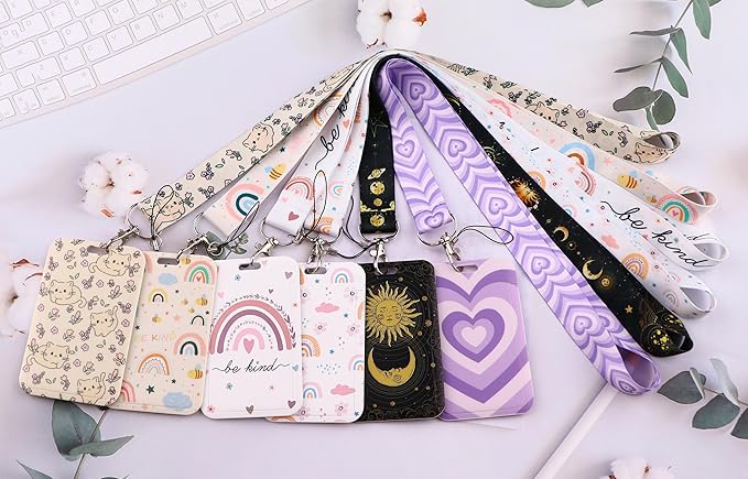 Funny ID Lanyard Badge Holder & Retractable Badge Reel Clip Cool Preppy School Key Lanyard ID Holder for Teachers Students Teens Kids for Keys & ID Badges Cute Keychain Lanyard for Women