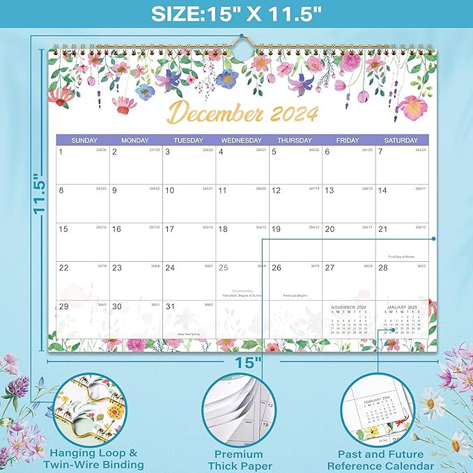 2024 Calendar - Wall Calendar 2024, Jan. - Dec. 2024, 14.6" x 11.5", 2024 Calendar 12 Month Planner, Wall Calendar