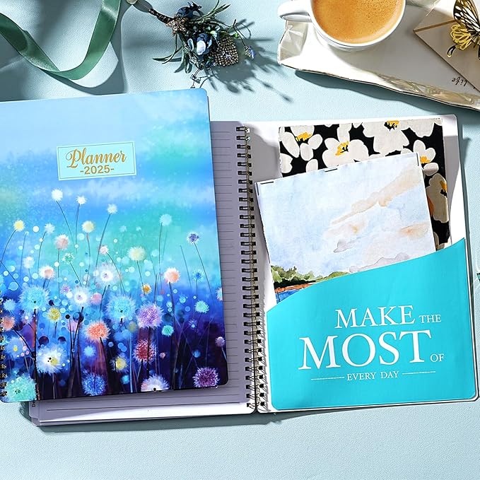 2025 Planner - Planner 2025, Jan 2025 - Dec 2025, 2025 Planner Weekly and Monthly, 8.5" x 11" 2025 Calendar Monthly Planner with Tabs & Pocket, Flexible Cover - Blue Floral