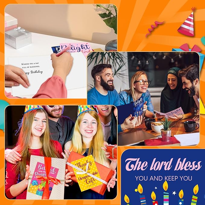 120 Pack Religious Christian Birthday Cards Bulk with Scripture Bible Verse 4.5 x 6.2 Inch Assorted Christian Blessings Greeting Cards for Birthday with Envelopes and Stickers(Classic Style)