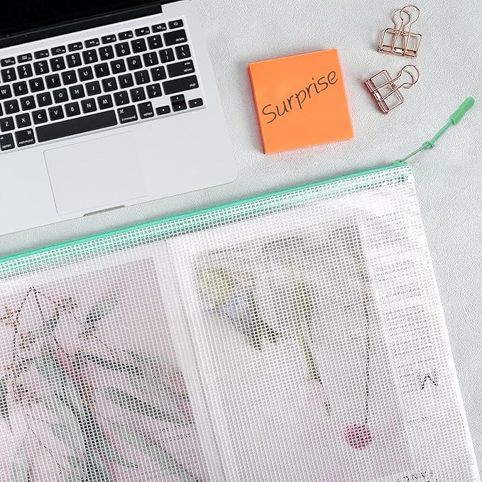 20pcs Plastic Mesh Zipper Pouch Bags, A3 17x12 Inches Extra Large Zipper Bags, Reusable Zipper Pouches for Classroom Office Supplies Organizing, Puzzles & Games, Board Game Organization