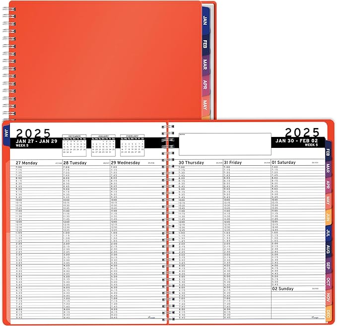 2025 Appointment Book & Planner- Ensight 8.5 x 11 inches, Large Tabbed Daily Hourly Weekly Planner, Calendar & Schedule Book 15-Minute time Slots, Business & Personal Planner Jan 2025- Dec 2025- Peach
