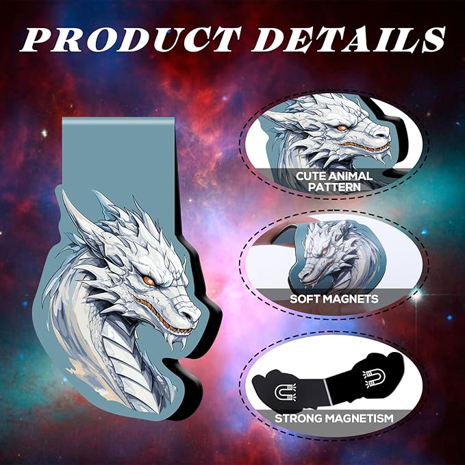Dragon Magnetic Bookmark Gift - 6Pcs Dragon Rider Bookmarks Magnetic Cool Animal Dragon Rider Book Mark Magnets Fantasy Bookmark Magnets Page Clip for Book Lovers Students Reading Gifts