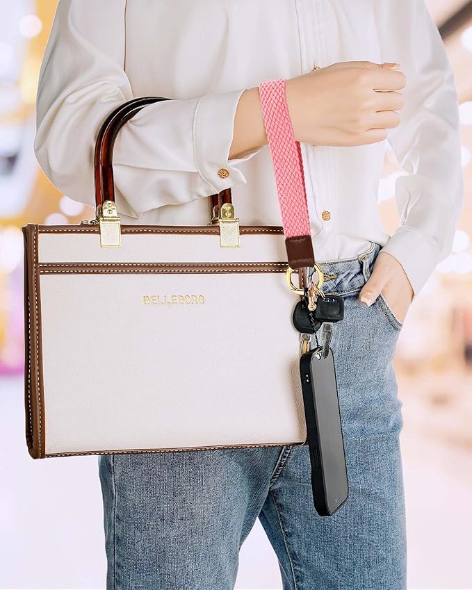 Key Chain, Stretchy Keychain Wristlet, Cute Wrist Lanyard Strap for Car Keys with D Ring for Women Men (Fish - Pink)