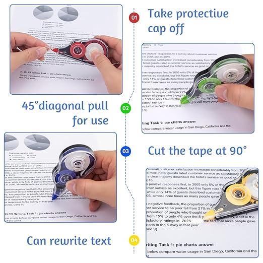 30 Pcs Colorful Correction Tape, 39.4 Ft Tear-Resistant Bulk Tape Roller for School, Office, Note Taking, Journal
