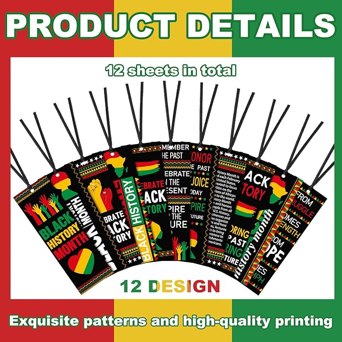 240 Pcs Black History Month Bookmarks Bulk 5.5 x 2'' Double Sided Inspirational Bookmarks African American Celebration Gifts with Ribbon for Women Men Black History Month Party Favors