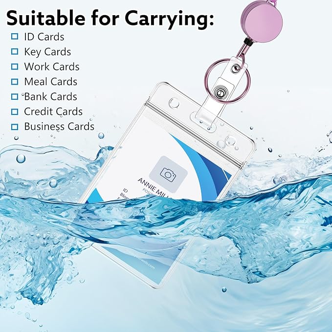 Lanyards for Id Badges 3 Pack Badge Lanyard with 6 Pcs Id Badge Holder Retractable Stainless Steel Teacher Lanyards Cruise Ship Lanyards for Girl Women (Purple, Pink, Bright Blue)