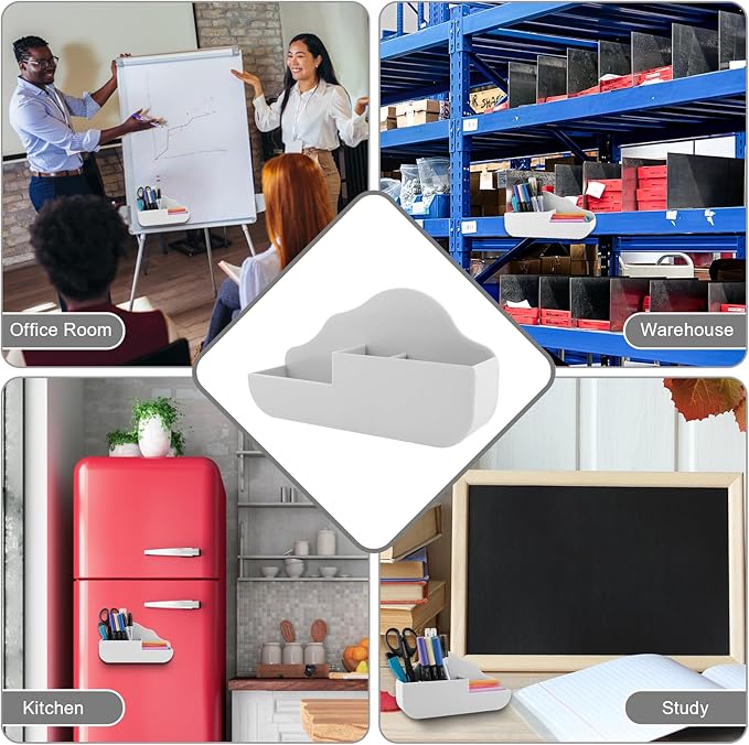 Magnetic Pen Holder,3 Compartments Magnetic Dry Erase Marker Holder,Extra Strong Magnet Storage Marker Pen Pencil Organizer for Refrigerator,Whiteboard,Locker Accessories(Cloud Style)