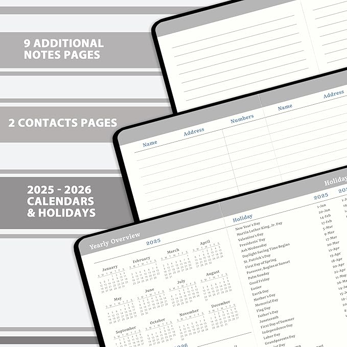 2025 Pocket Planner/Calendar - Pocket Planner 2025, 2025 Weekly & Monthly Pocket Calendar, 6.3''×3.8'', Jan 2025 - Dec 2025, Pen Loop, Back Pocket, Elastic Closure, Note Pages
