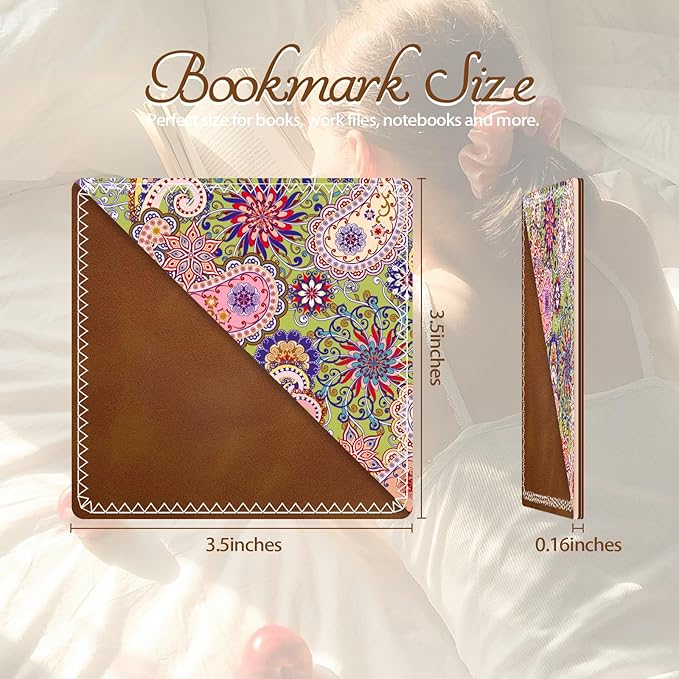 3 Pieces Leather Bookmarks, Personalized & Cute Book Accessories for Reading Lovers, Page Markers for Women Men Girls Boys Student Teacher Kids Retirement Birthday Gifts (Retro Pattern)