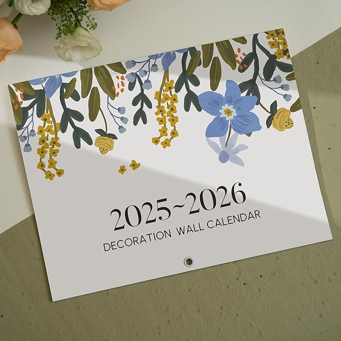2025 Wall Calendar, Cabbrix Large Wall Calendar 2025-2026, 22 3/4" x 14 3/4", Calendar from January 2025 to July 2026,Monthly Calendar Perfect for Organizing & Planning, Floral Design
