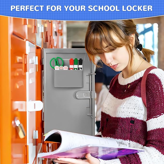 Magnetic Dry Erase Marker Holder, Magnetic Pen Holder for Fridge, Magnetic Marker Holder, Whiteboard Marker Holder for Locker Accessories, School, Office, Home, Magnetic Cup, 1 Pack, Grey