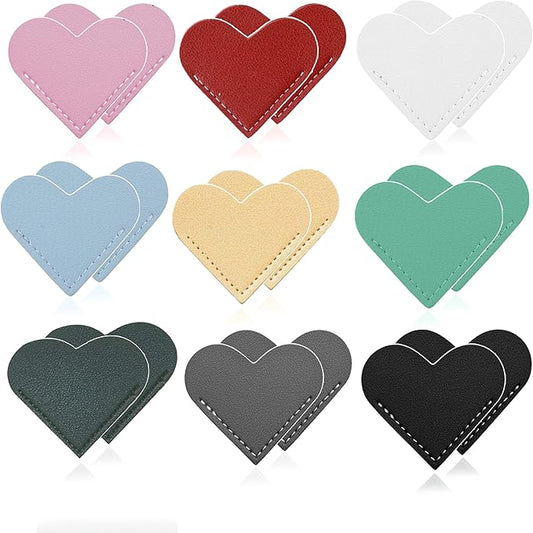 18 PCS Leather Bookmarks for Women with Heart Shape, Cute Corner Bookmark, Book Accessories for Reading Lovers, Book Markers for Women, Bookmarks for Book Lovers (18PCS Heart) Multicolor