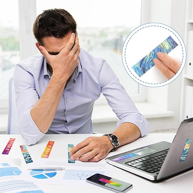 50PCS Calm Strips for Anxiety Sensory Stickers Calm Stickers for Relieve Adults Kids Teens Fidgets Stress Office&Classroom Supplies Anxiety Relief Items with Tactile Textured Surface Patterns(Multi)