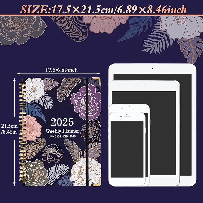 2025 Planner - 2025 Planner Weekly and Monthly, Jan.2025 - Dec.2025, Hardcover 2025 Planner Monthly with Tabs, 6.2" x 8.5", Strong Twin-Wire, Back Pocket