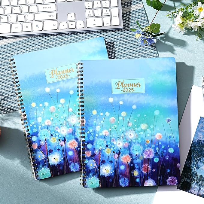 2025 Planner - Planner 2025, Jan 2025 - Dec 2025, 2025 Planner Weekly and Monthly, 8.5" x 11" 2025 Calendar Monthly Planner with Tabs & Pocket, Flexible Cover - Blue Floral