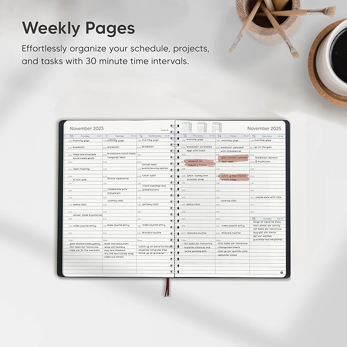 2025 Planner Weekly and Monthly – Hourly Appointment Book 2025 – Softcover, Twin-Wire Binding – Teacher Planner, Simple Design for Productivity - 6.5 x 8.5