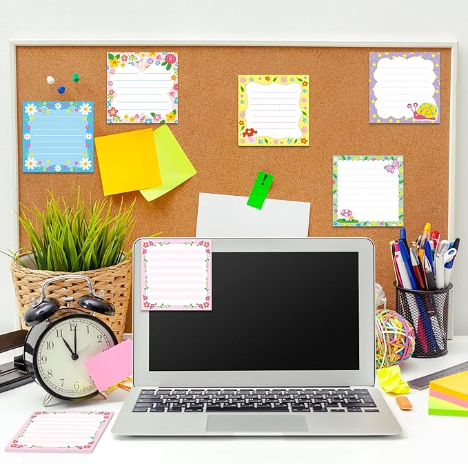 30 Pack Spring Flower Sticky Notes for Kids- 600 Sheets Spring Floral Notepads for Spring Appreciation Gifts Tea Party Gift Birthday Baby Shower Party Favor Spring Notes Message Reminder