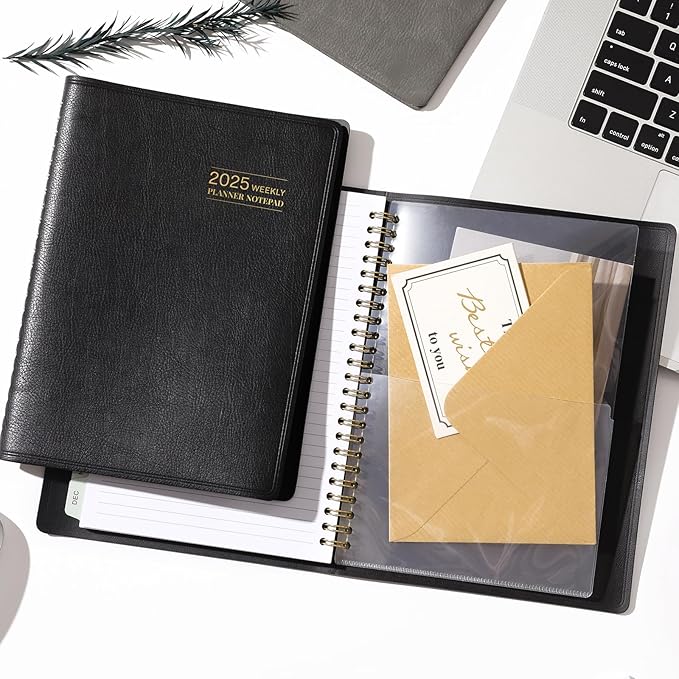 2025 Planner - 3-Layer Down Weekly & Monthly Planner Notepad, 8.5'' x 6.4''(A5 Size), JAN 2025 - DEC 2025, Appointment Book, 60 Minutes Intervals, Monthly Tab, Spiral Bound, Back Pocket, Julian Date
