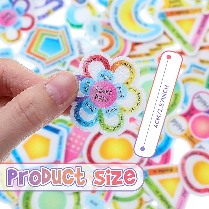 50 Pcs Anxiety Sensory Stickers Calm Stickers Reusable Sensory Strips Adhesive Textured Strips Toys Stress Anxiety Relief Items for Adult Teen Classroom Desk Office Fidget Supplies (Mindfulness)