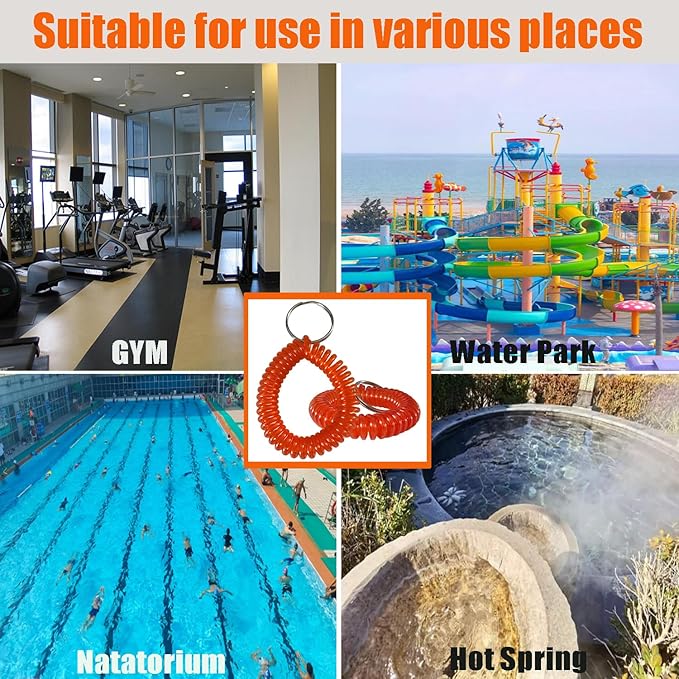 Pack of 36 Colorful Spring Spiral Wrist Coil Key Chain, Wristband Key Ring (Solid Pink)