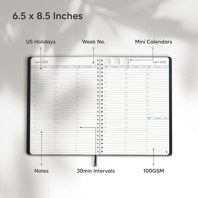 2025 Planner Weekly and Monthly – Hourly Appointment Book 2025 – Softcover, Twin-Wire Binding – Teacher Planner, Simple Design for Productivity - 6.5 x 8.5