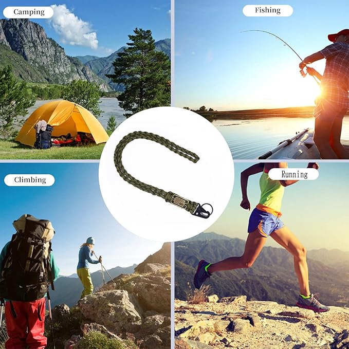 Heavy Duty Braided Paracord Lanyard Keychain with USA Flag, Parachute Rope Necklace Keychains, Braided Strong Lanyard with Metal HK Clip Key Ring for Outdoor Activities, Camera, Traveling