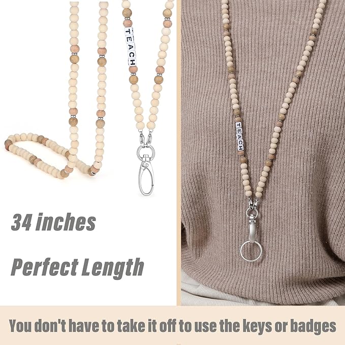 SAM & LORI Teacher Lanyard Teacher Appreciation Gifts Teacher Lanyards for Id Badges and Keys Lanyards for Id Badges for Women Cute Beaded Personalized With Id Holder Valentines Christmas Day