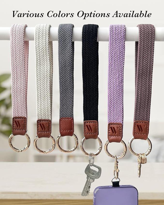 Wristlet Keychain for Women Stretchy Wrist Keychain Lanyard for Phone Case Wallet Id Card Badges (Nude Pink)