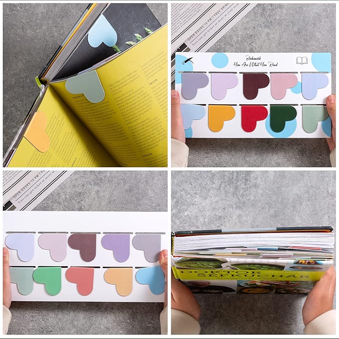 20 Pack Heart-Shaped Magnetic Bookmarks, Perfect for Book Lovers, Children, Women, Men, Teachers, Students, Birthday, Christmas, Graduation Double-Sided Printing for Easy Page Marking