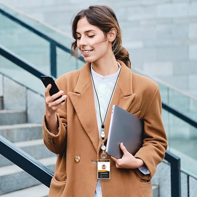 Colorful ID Badge Holder with Silicone Beads Lanyard Set,Cute Teacher Breakaway Lanyard for Keys & Keychain with Cute Retractable Badge Reel Holder,Gift for Women,Nurse, Teacher. (Black White Heart)