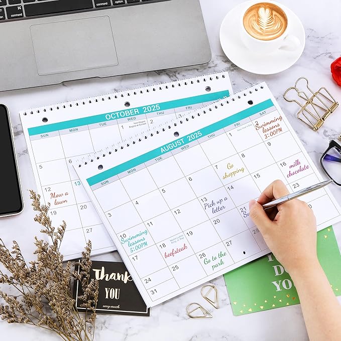 2025 Wall Calendar - 2 Pack Monthly Wall and Desk Calendars, 12 Months Calendar from Jan 2025 - Dec 2025, 11"x 8.5", Wall Calendar 2025