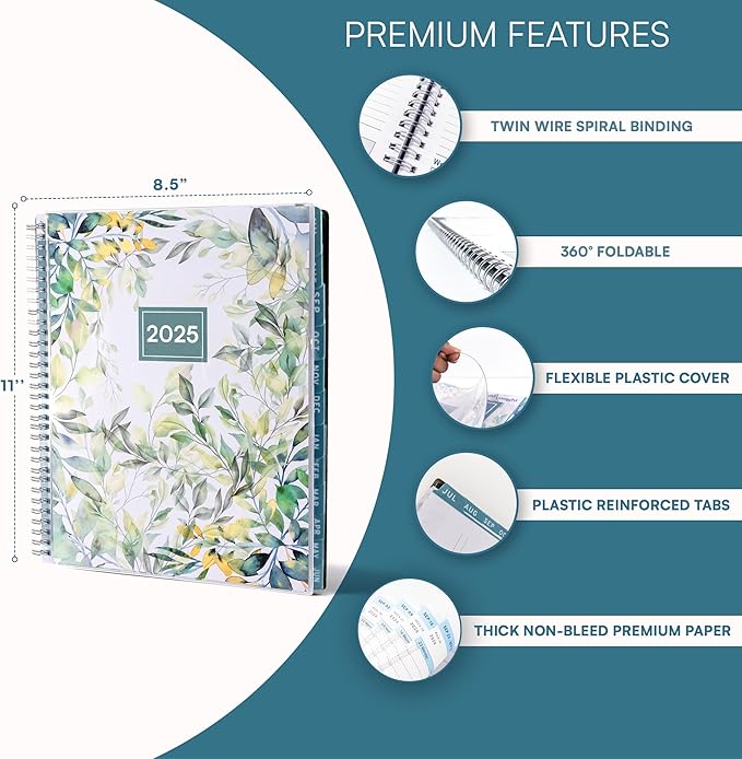 2025 Appointment Book & Planner- Ensight 8.5 x 11 inches, Large Tabbed Daily Hourly Weekly Planner, Calendar & Schedule Book 15-Minute time Slots, Business & Personal Planner Jan 2025- Dec 2025- Floral