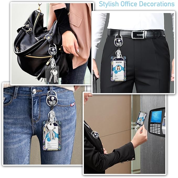 Lanyards for Id Badges, Funny Badge Holder with Retractable Badge Reel Clip, Skull Skeleton Reading Book Card Name Tag Lanyard Vertical ID Card Protector for Women Nurse Doctor Teacher Student