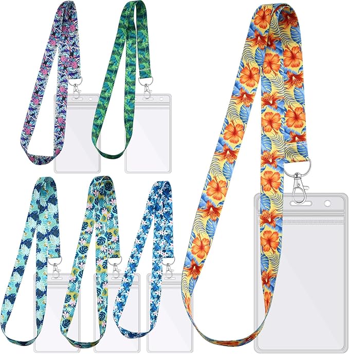 Tudomro 6 Pack Cruise Lanyard for Ship Cards with ID Holder Cruise Essentials Must Haveskey Waterproof Ship Card Holders for Women Men Travel Accessories(Hawaii Style)