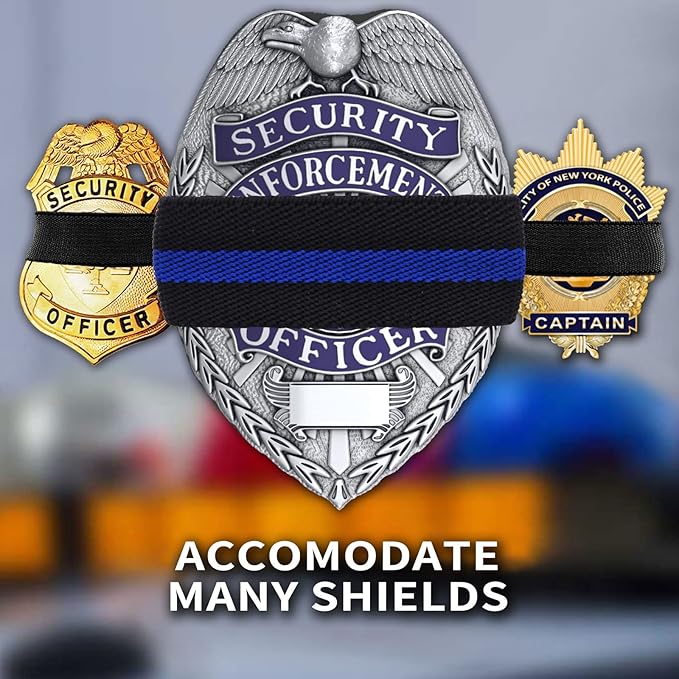 CREATRILL 40 Pack Police Mourning Band Stripe Police Officer Badge Shield Funeral Honor Guard Straps for Badge Size of 2.4" to 4", 2 Styles(20 Pack Black + 20 Pack Thin Blue Line)