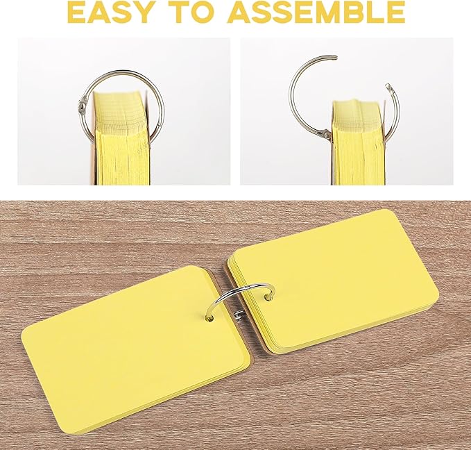 300Pcs Colored Index Cards with Ring, Goefun Blank Flashcards, 6 Color 2.2x3.5 Notecards for Studying, Vocabulary Cards, Memos, Bookmark, Greetings