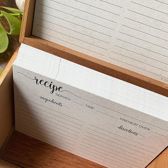 321Done Small Rustic Recipe Cards (Set of 50) 3" x 5" Minimalist Kraft Tan - Thick Luxury Double-Sided - Made in USA