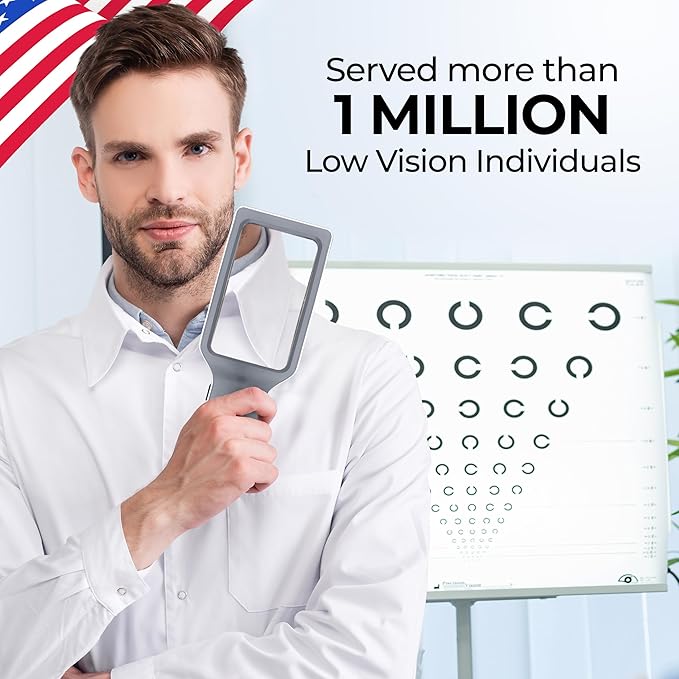 MagniPros 6X Rechargeable Magnifying Glass for Reading with 3 Color Light Modes & Anti-Glare Lens - Relieve Eye Strain | Perfect for Low Vision Seniors, Inspection, Crafts & Fine Print